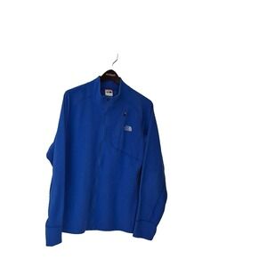 The North Face Jacket Mens Large Blue Fleece Full Zip Thumbholes Hiking Outdoor